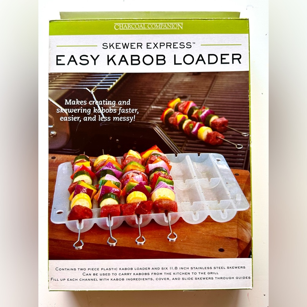 Charcoal Companion Skewer Express Easy Kabob Loader Storage with Metal Skewers